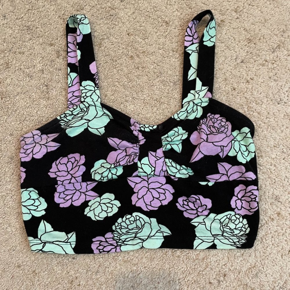 BP. Nordstrom - Black, Purple, Mint Flower Crop Top